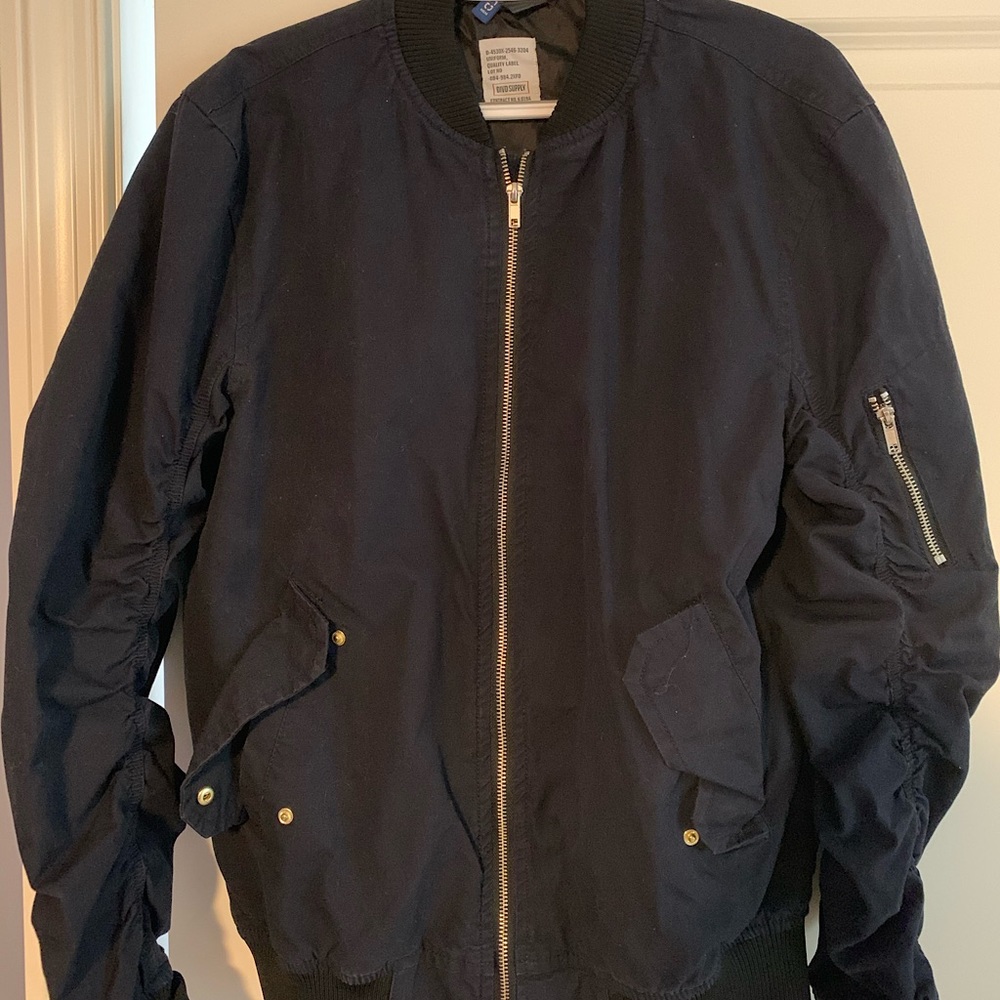 Men’s Medium Black and Blue Bomber Jacket